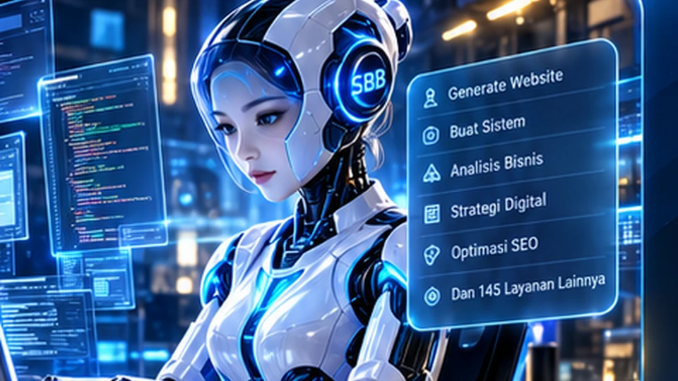 Ilustrasi asisten digital memprogram dan mengelola sistem